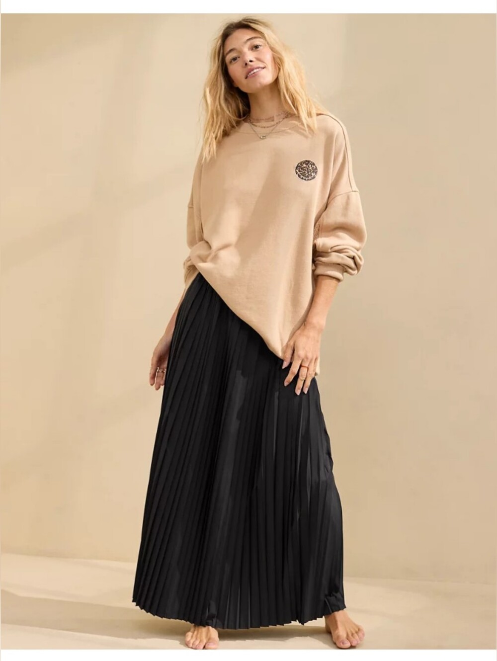 aerie Balletcore Maxi Skirt, Black Pleated, XL - Picture 6 of 8
